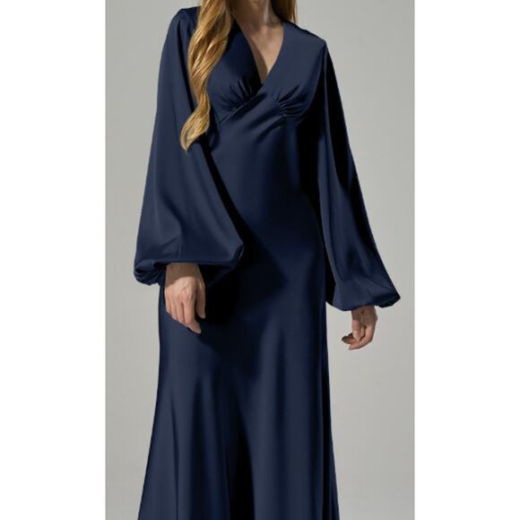 AW BRIDAL 14 1X plus dark navy blue Hyacinth bridesmaid maxi dress new b25 - Picture 1 of 9